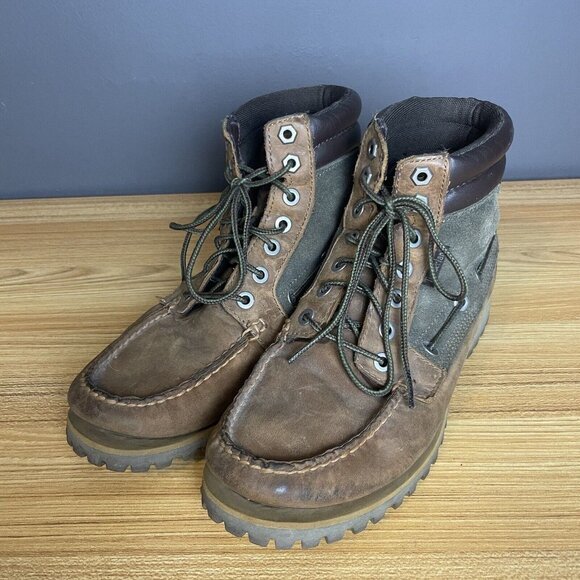 Timberland Oakwell 7 Eye Moc Toe Boots Men 7.5 US Lace Up Chukka Brown Nubuck - Picture 2 of 8